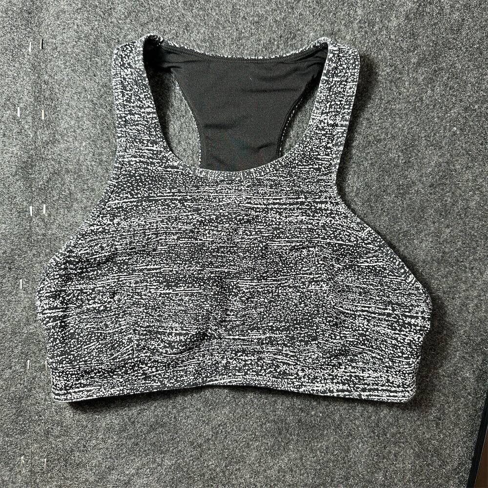Lululemon Pace Perfect Bra Air Time White Black Women’s Size 8 Racerback Mesh